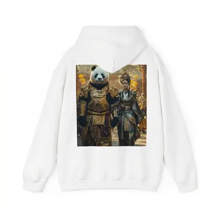Panda Warrior and Woman Ancient Chinese Temple