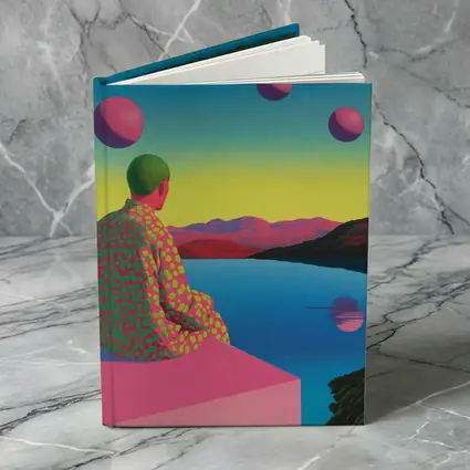 Surreal Figure Sitting By Psychedelic Lake