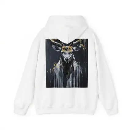 Black Gold Stag Deer Dark Drip Art