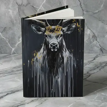 Black Gold Stag Deer Dark Drip Art