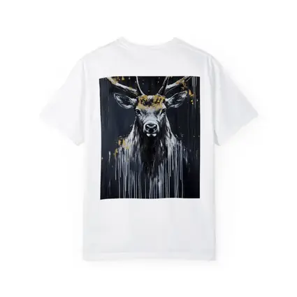 Black Gold Stag Deer Dark Drip Art