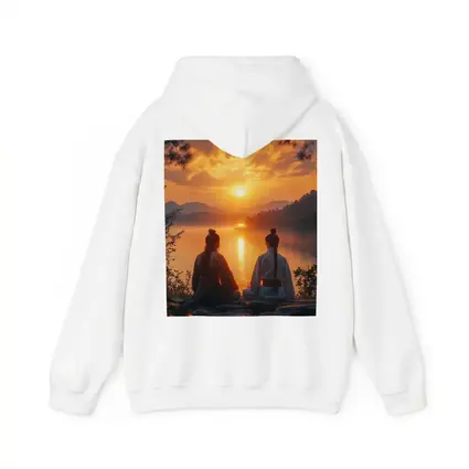 Two Samurai Meditating By Sunset Lake
