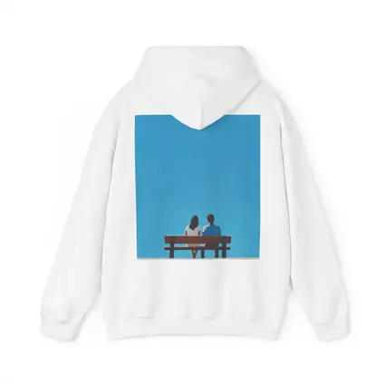 Couple Sitting On Bench Blue Sky