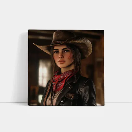 Cowgirl Woman Western Hat Red Bandana