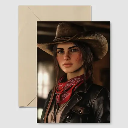 Cowgirl Woman Western Hat Red Bandana