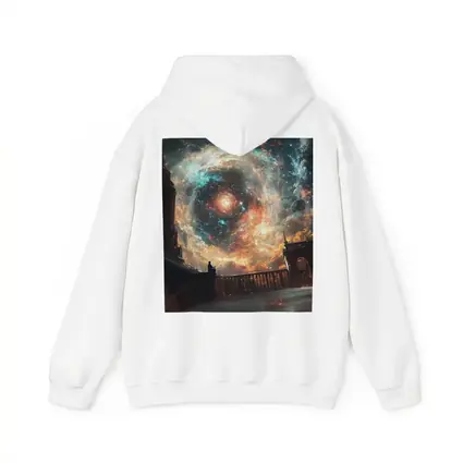 Solitary Figure Beneath Cosmic Galaxy Swirl