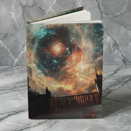 Solitary Figure Beneath Cosmic Galaxy Swirl
