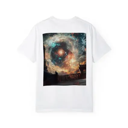 Solitary Figure Beneath Cosmic Galaxy Swirl