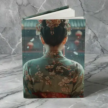 Chinese Woman in Kimono Before Temple