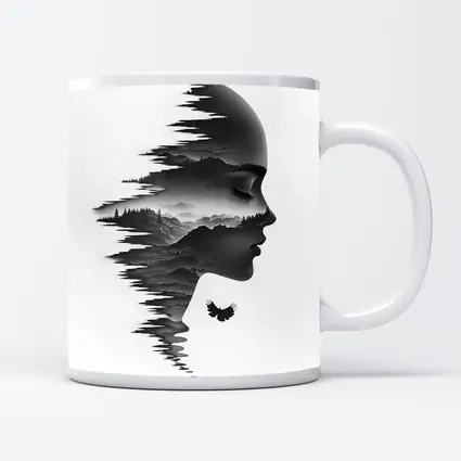 Woman Face Double Exposure Mountain Landscape