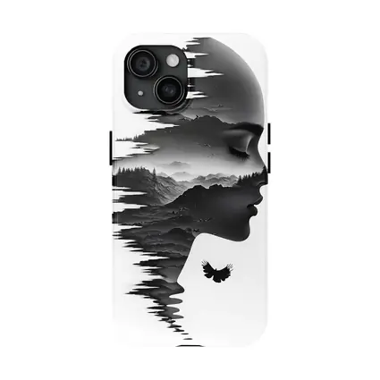 Woman Face Double Exposure Mountain Landscape