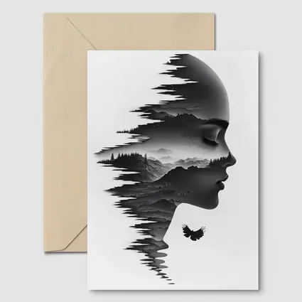 Woman Face Double Exposure Mountain Landscape