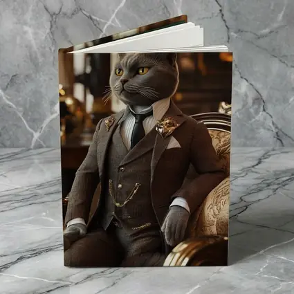 Gray Cat Gentleman Suit Luxury Interior