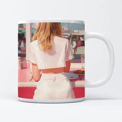 Blonde Woman Pink Diner Summer Pop Art