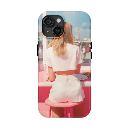 Blonde Woman Pink Diner Summer Pop Art