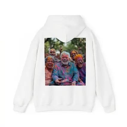 Elderly Men Celebrating Holi Festival Colorful Joy