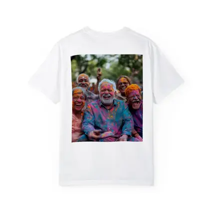 Elderly Men Celebrating Holi Festival Colorful Joy