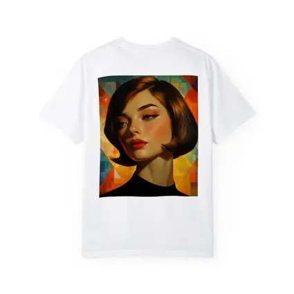 Retro Woman Portrait Geometric Colorful Background