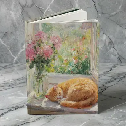 Orange Cat Sleeping on Sunny Window Sill