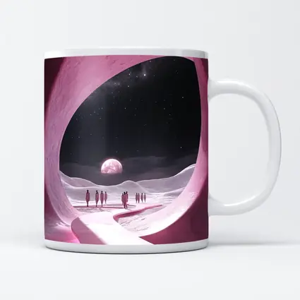 Pink Cave Portal Surreal Moonlit Desert