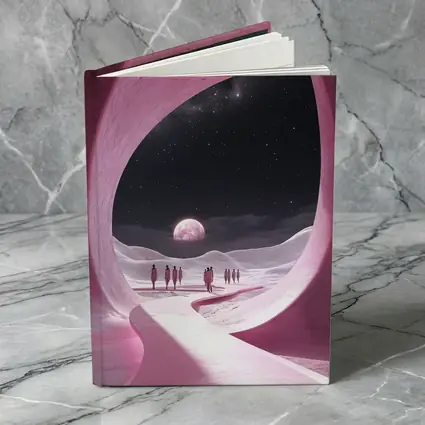 Pink Cave Portal Surreal Moonlit Desert