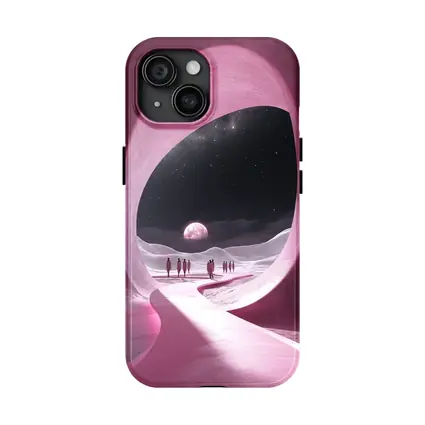 Pink Cave Portal Surreal Moonlit Desert