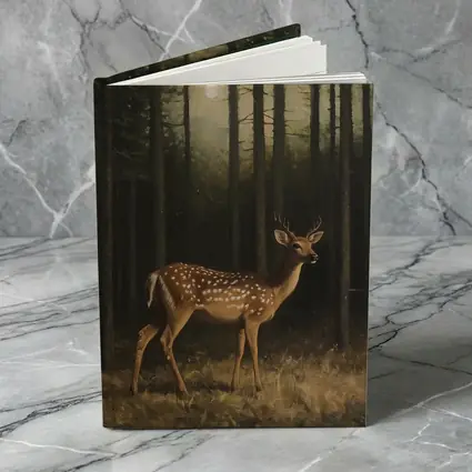 Spotted Deer Standing In Dark Forest