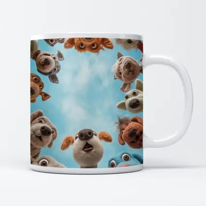 Cute Felted Dogs Circle Blue Sky