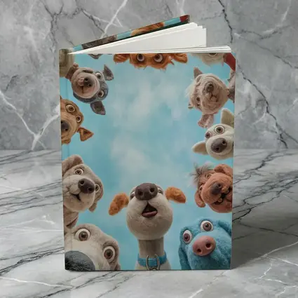 Cute Felted Dogs Circle Blue Sky