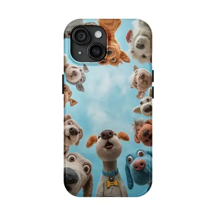 Cute Felted Dogs Circle Blue Sky