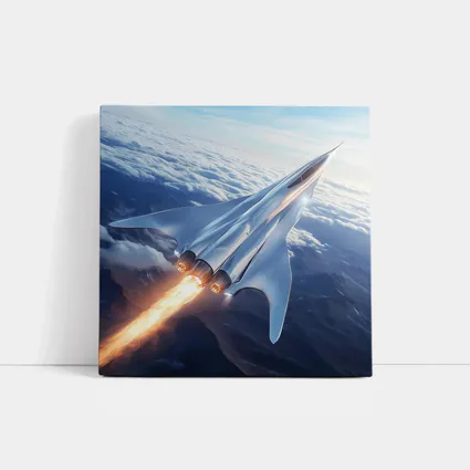 Supersonic Jet Flying Above Mountain Clouds