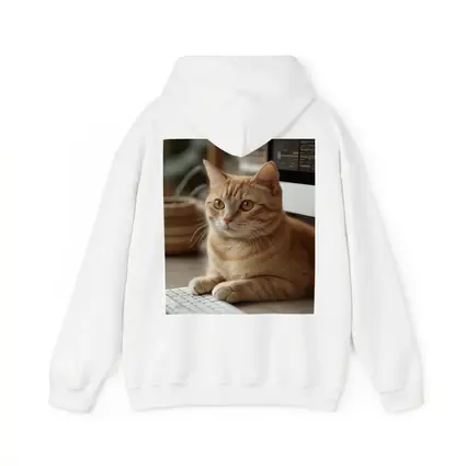 Orange Tabby Cat Sitting At Desk
