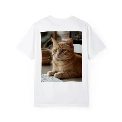 Orange Tabby Cat Sitting At Desk