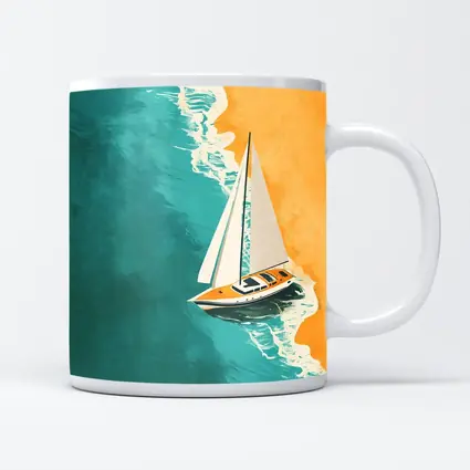 Sailboat Aerial View Teal Ocean Sandy Beach