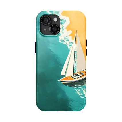 Sailboat Aerial View Teal Ocean Sandy Beach