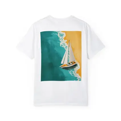 Sailboat Aerial View Teal Ocean Sandy Beach