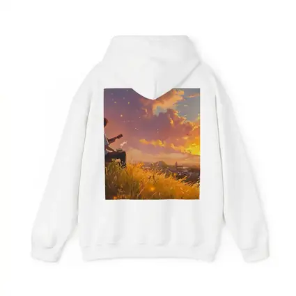 Anime Boy Playing Guitar at Sunset