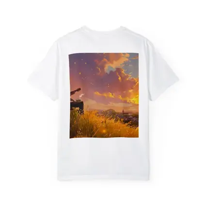 Anime Boy Playing Guitar at Sunset