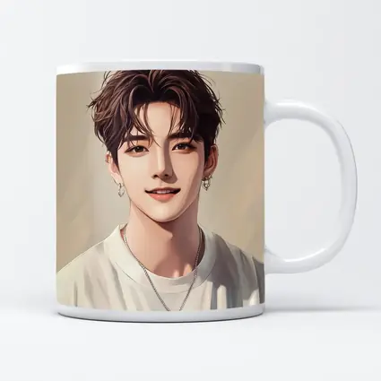 Korean Style Anime Boy Portrait Beige Background