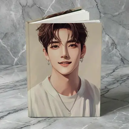 Korean Style Anime Boy Portrait Beige Background