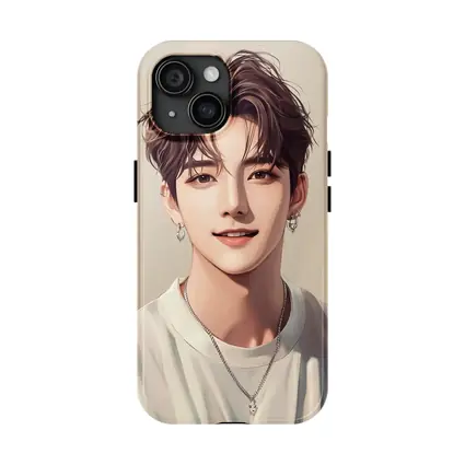Korean Style Anime Boy Portrait Beige Background