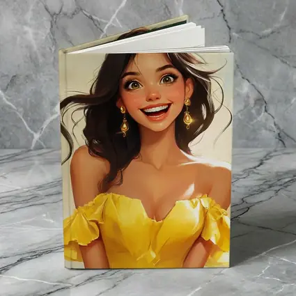 Smiling Girl Yellow Dress Cartoon Art