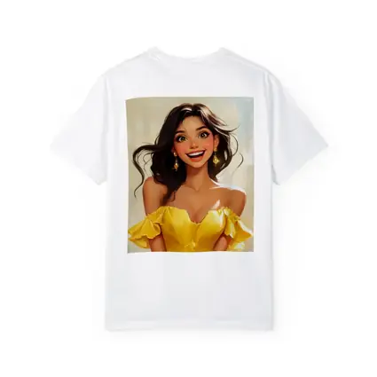 Smiling Girl Yellow Dress Cartoon Art