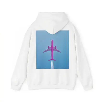 Pink Airplane Flying Against Blue Sky