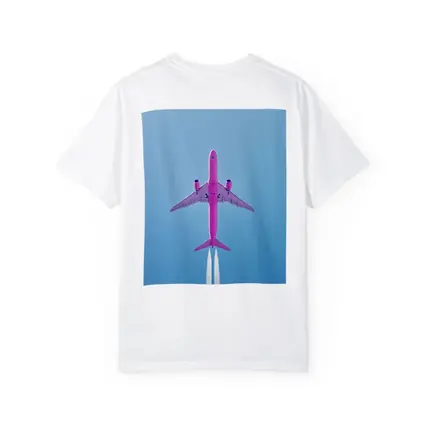 Pink Airplane Flying Against Blue Sky