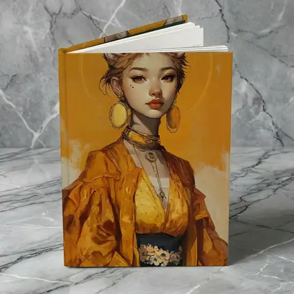 Fox Girl Fantasy Portrait Yellow Background Art