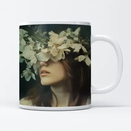 Woman White Flower Crown Dark Moody Portrait