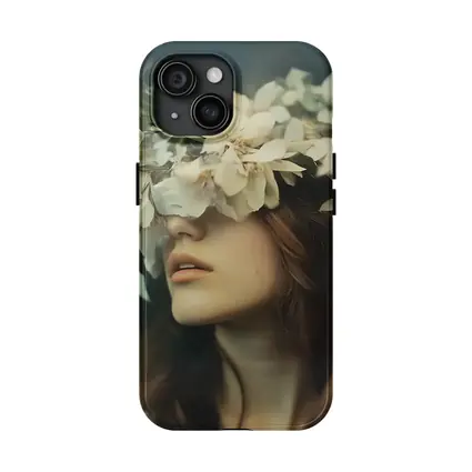 Woman White Flower Crown Dark Moody Portrait