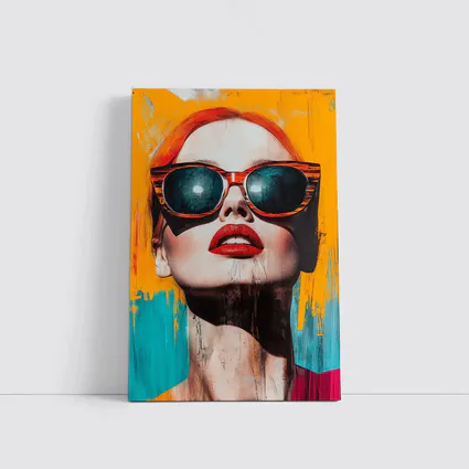 Red Hair Woman Sunglasses Pop Art Yellow