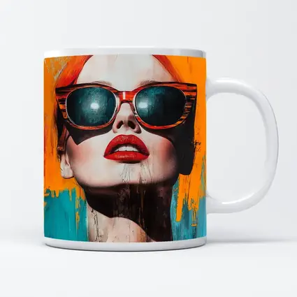 Red Hair Woman Sunglasses Pop Art Yellow
